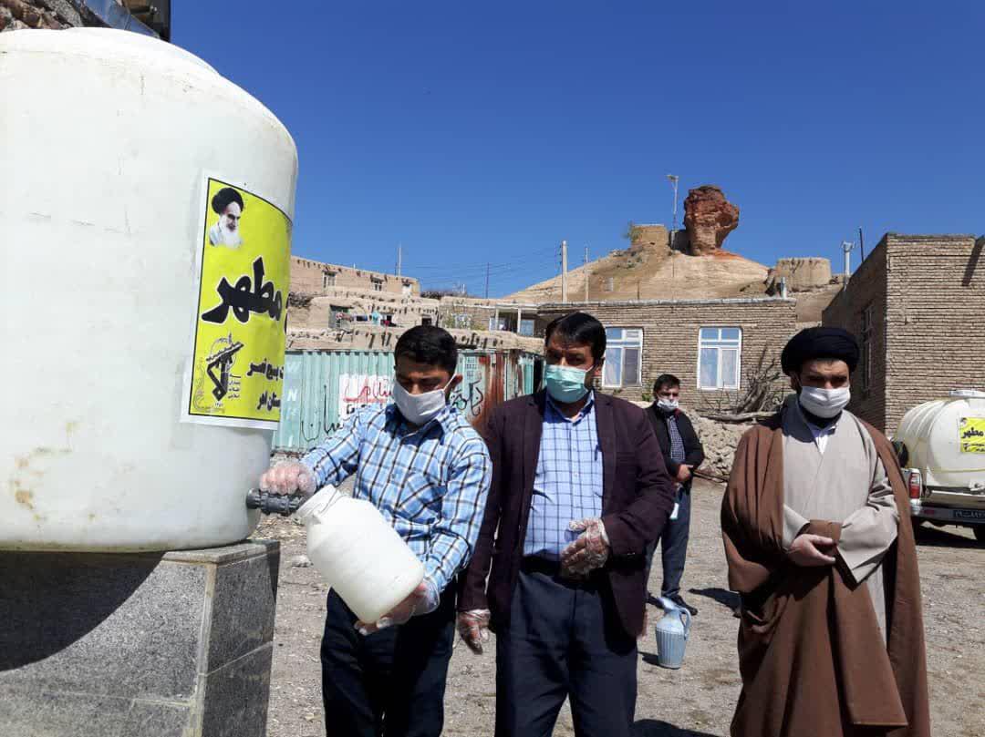 توزیع محلول ضد عفونی دست و سطوح در مناطق عشایری شهرستان اهر